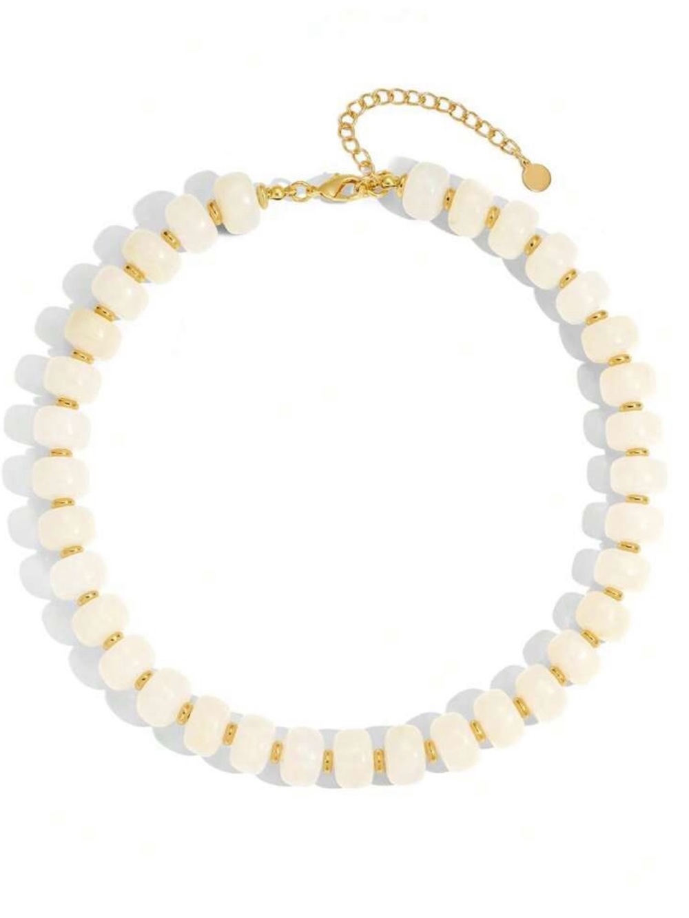 Gold & Cream/White Beaded Necklace - women’s jewelry